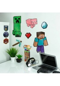 Autocollants Muraux Amovibles Minecraft Par Paladone - Contient 2 x Feuilles de 23 x 44CM